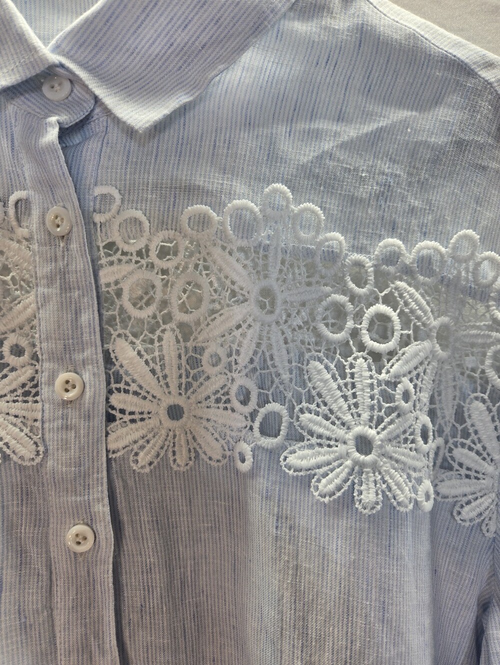 Gorsuch Women's Size 38 Lailana Lace Linen Shirt White Floral Lace embroidered - Picture 5 of 5